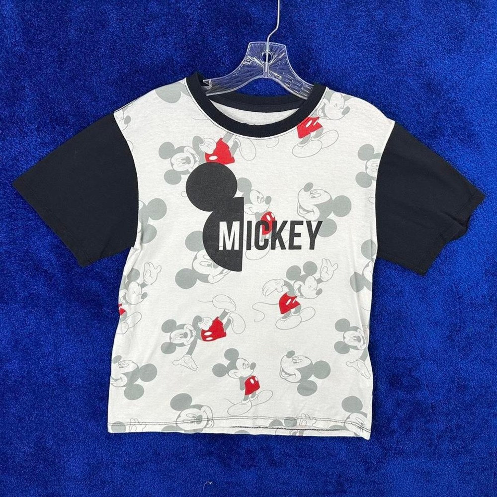 Disney Kids Mickey Mouse White Short Sleeve Screen‎ Crew Neck Tee Size S